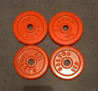 DISCOS 4 PESAS 1KG DE 20MM SALTER ROJOS