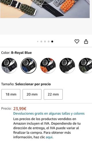 CORREA NILON SMARTWATCH - GARMIN, SAMSUNG