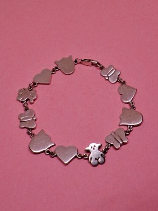 Braccialetto con orsetti cuori e fiori in argento