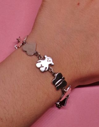 Braccialetto con orsetti cuori e fiori in argento