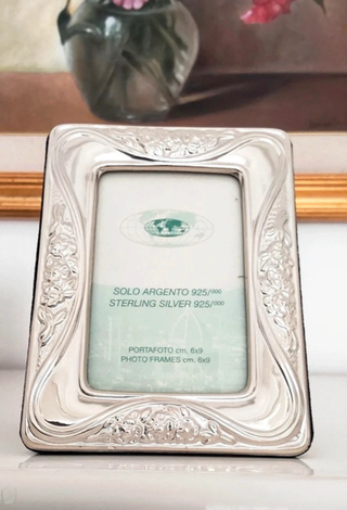 Cornice portafoto argento 925 decoro fiori