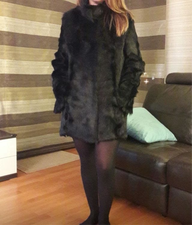 Abrigo reversible negro pelo  cordero