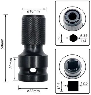 Adaptador rápido de 1/2" a hexagonal de 1/4"