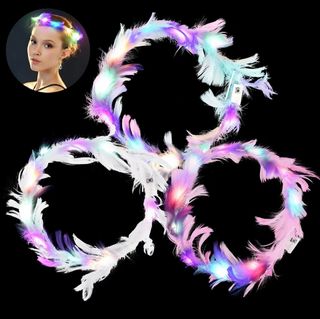 Lote 3 diademas PLUMAS LED
