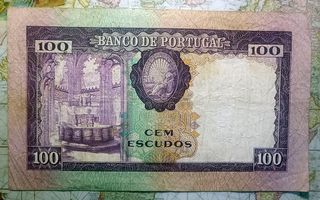 Billete Portugal 100 escudos 1961 Pedro Nunes
