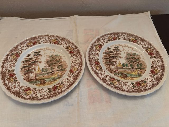 2 Piatti Piani Ceramica Inglese Vintage