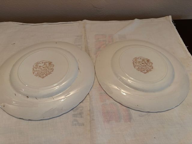 2 Piatti Piani Ceramica Inglese Vintage