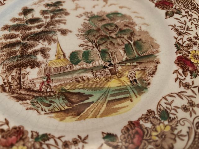 2 Piatti Piani Ceramica Inglese Vintage