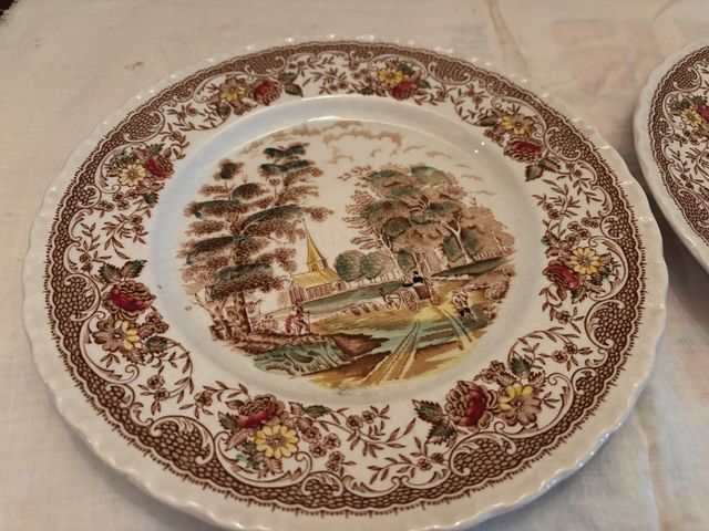 2 Piatti Piani Ceramica Inglese Vintage