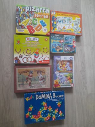 7 PUZZLES y JUEGOS DE MESA pizarra,crea joyas,dom