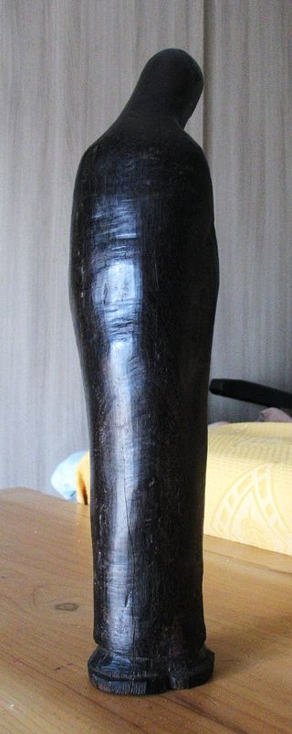 Antica scultura Ebano Madonna con bambino XVIII°