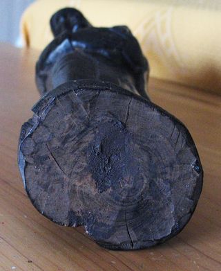 Antica scultura Ebano Madonna con bambino XVIII°