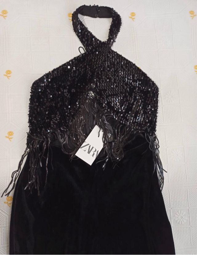 Mono ZARA Lentejuelas y flecos