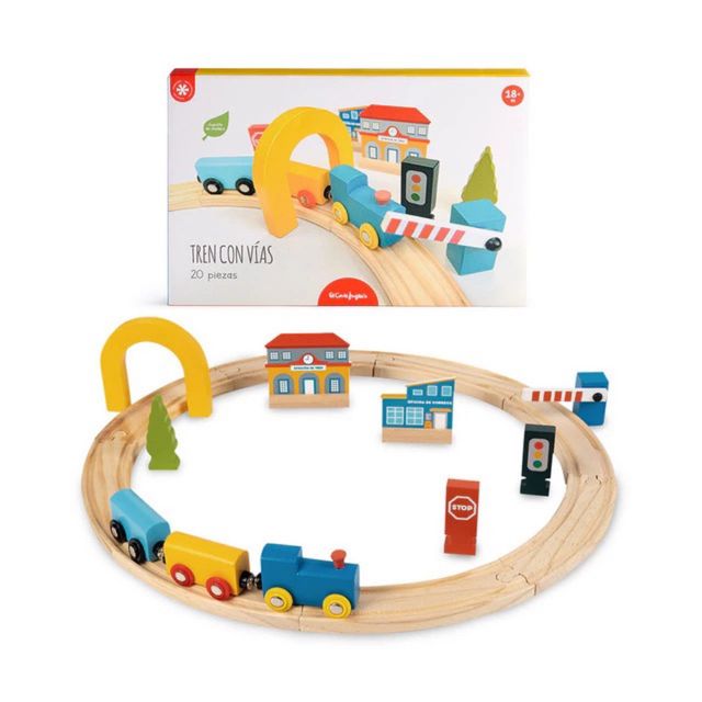 Tren con vías de madera sostenible NUEVO