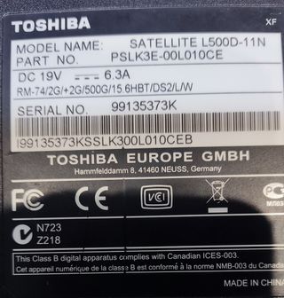 Toshiba 17'' LAPTOP/PORTATIL para piezas/monitores