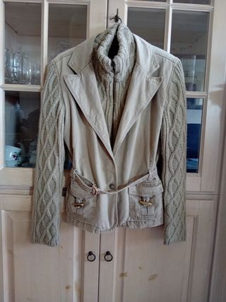 Chaqueta combinada lana y tela vaquera