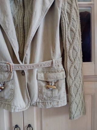 Chaqueta combinada lana y tela vaquera