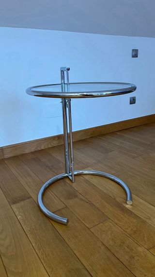 Tavolo ausiliario in acciaio inox e vetro