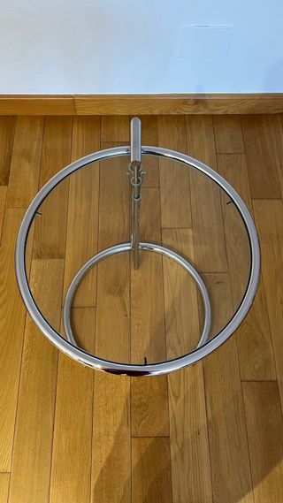 Tavolo ausiliario in acciaio inox e vetro