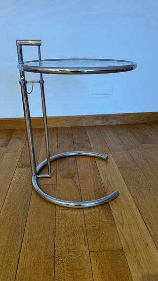 Tavolo ausiliario in acciaio inox e vetro