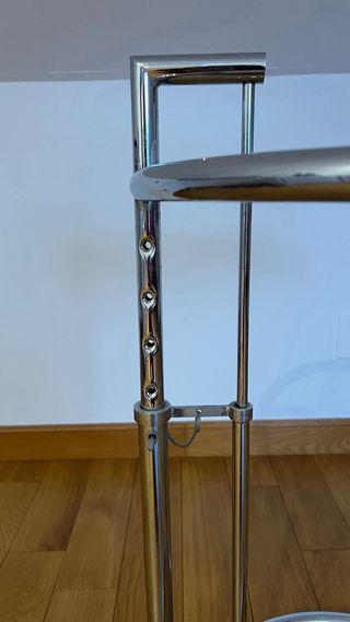 Tavolo ausiliario in acciaio inox e vetro