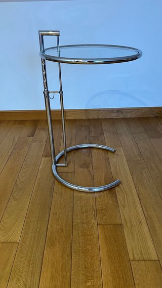 Tavolo ausiliario in acciaio inox e vetro