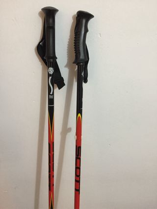 Tablas de esquí y bastones