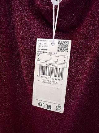 Vestido Burdeos talla S con etiqueta de Mango