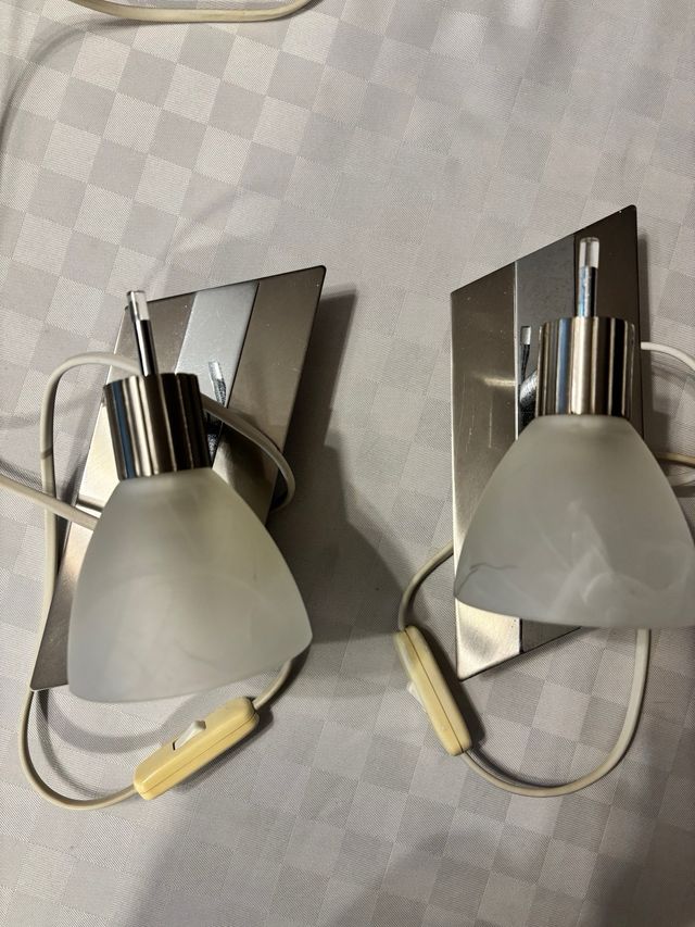 Coppia Applique da parete vetro/acciaio