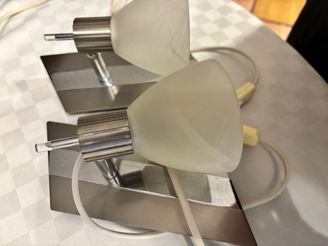 Coppia Applique da parete vetro/acciaio