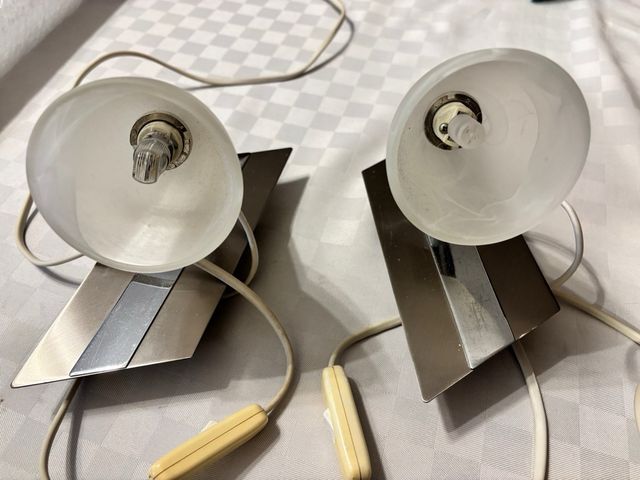 Coppia Applique da parete vetro/acciaio