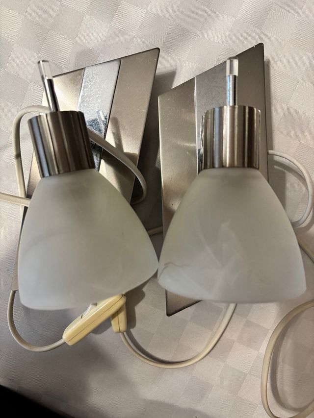 Coppia Applique da parete vetro/acciaio