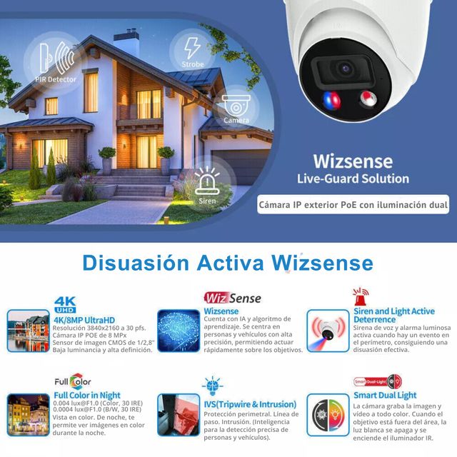 Cámara Dahua Tioc 8Mpx Con IA y Salto Alarma AJAX