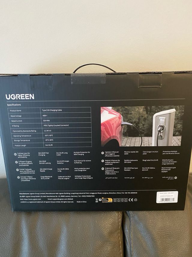 Ugreen Electric Car Charging cable Black