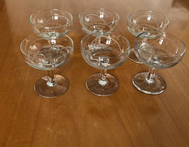 6 copas de cristal tallado