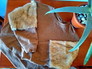 JERSEY MUJER MARRON INVIERNO CON PIEL
