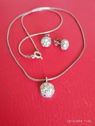 Colgante y pendientes plata italiana 