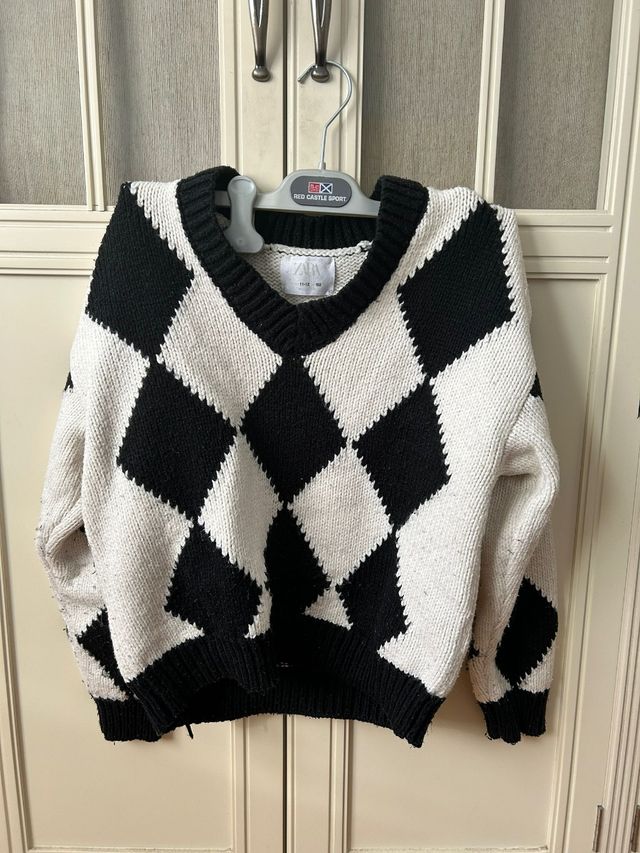 Jersey niña de rombos negros y blancos