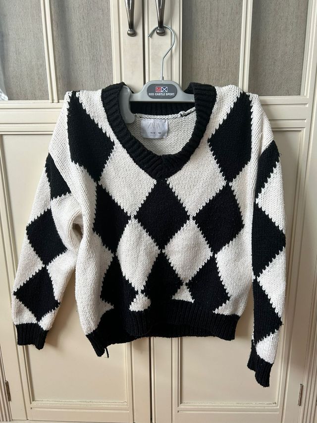 Jersey niña de rombos negros y blancos