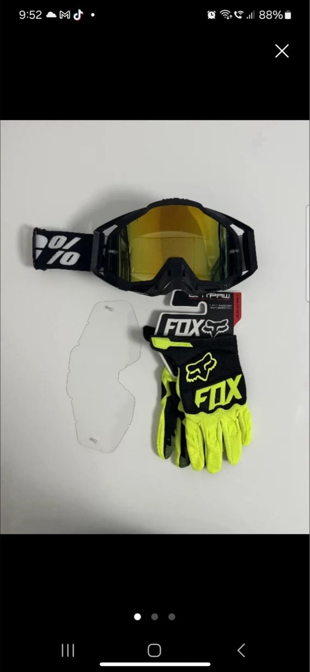 Pack Gafas100% y Guantes FOX