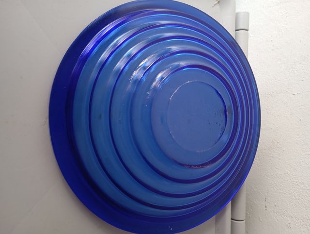 Frutero de cristal azul