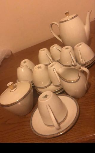 Set caffe’ bavaria panna bordi oro/ righine