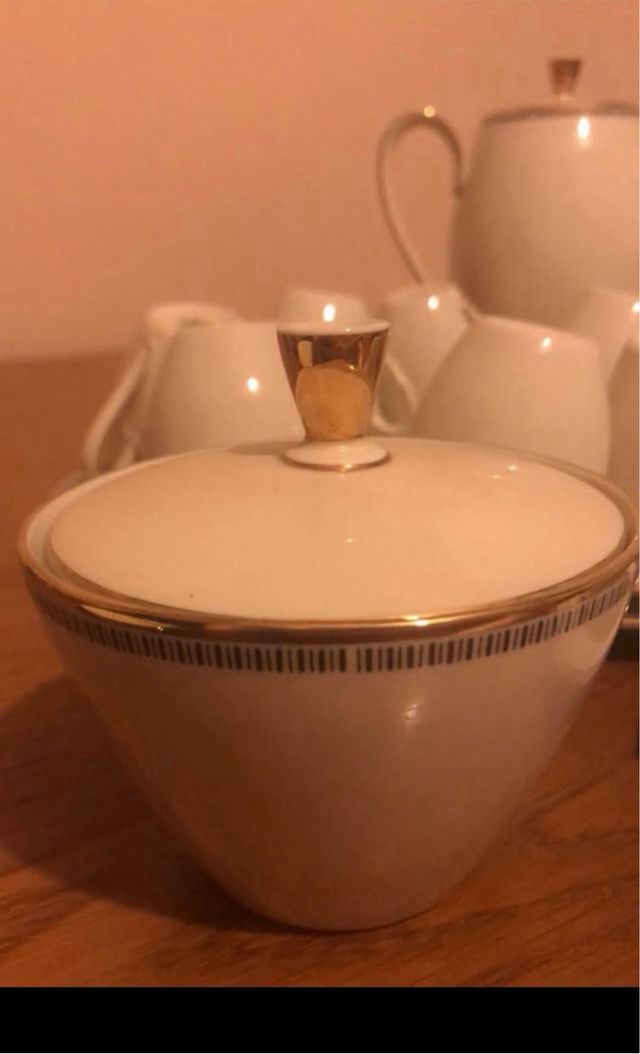 Set caffe’ bavaria panna bordi oro/ righine