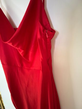 Vestido largo rojo de satén de fiesta Shein