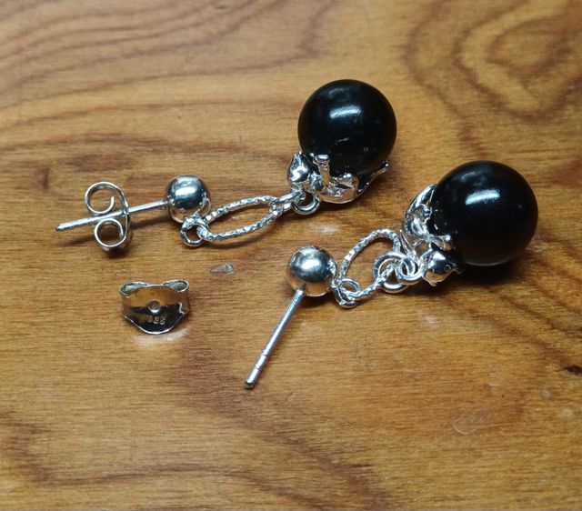 Pendientes de onix y plata ley