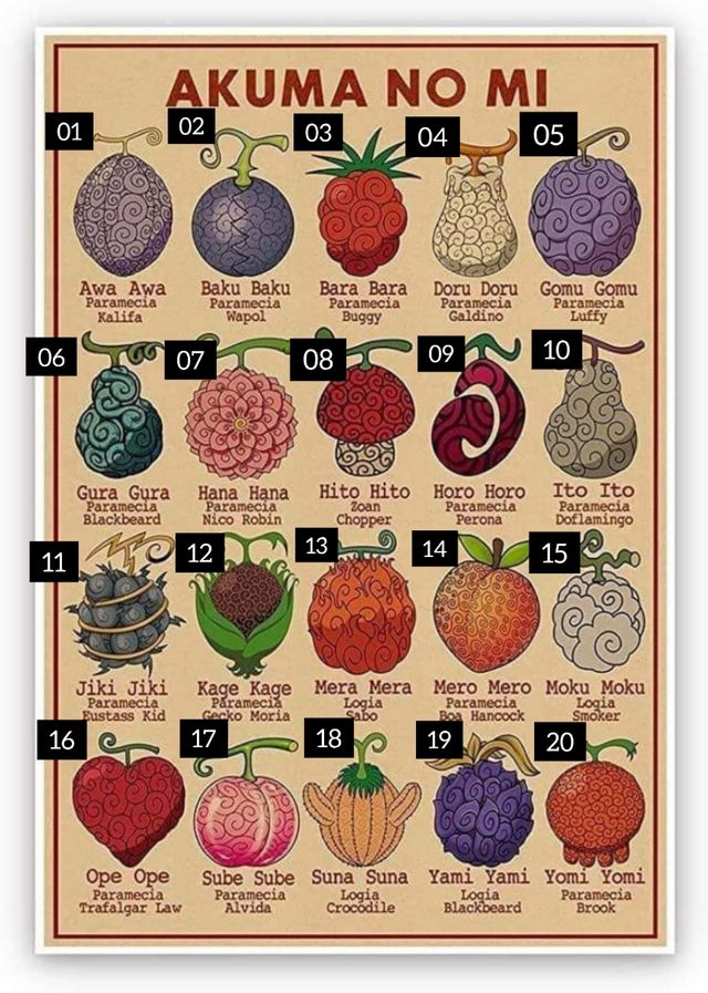 Frutas del Diablo. Akuma no mi ONE PIECE