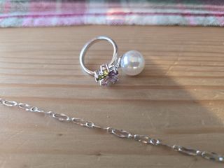 Conjunto Majorica Anillo Colgante Pendientes