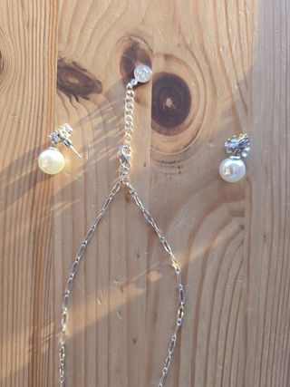 Conjunto Majorica Anillo Colgante Pendientes