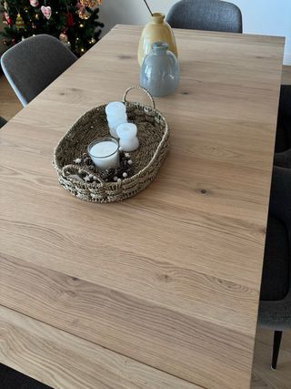 Mesa de comedor extensible en madera de roble