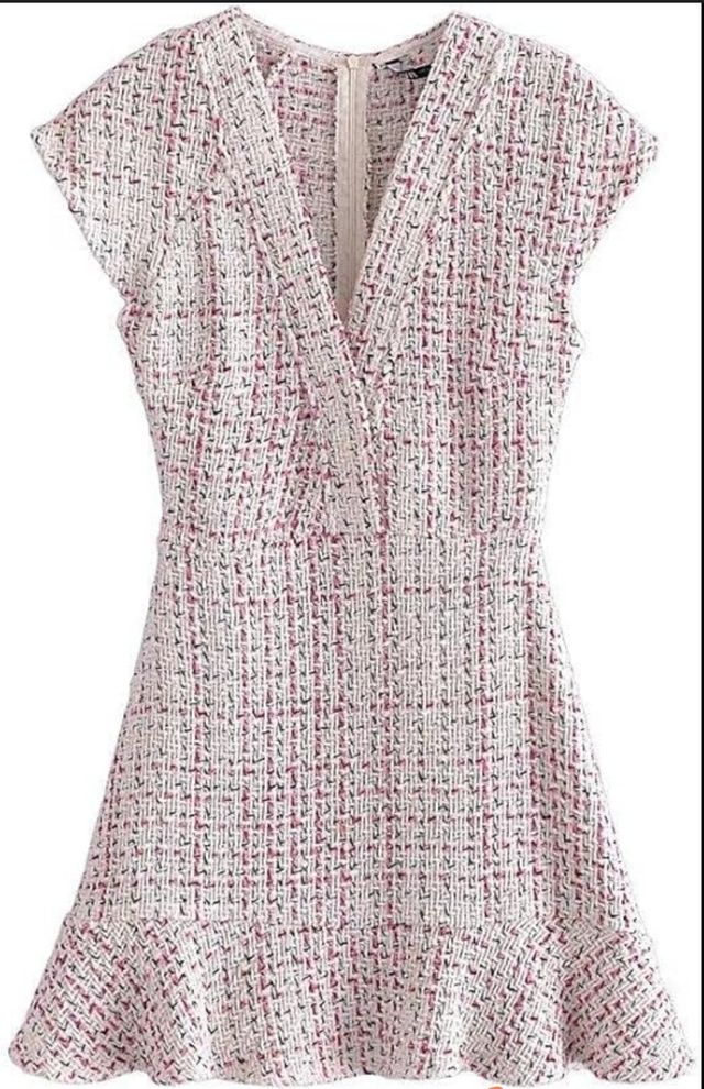 Vestido multicolor blanco y rosa tweed